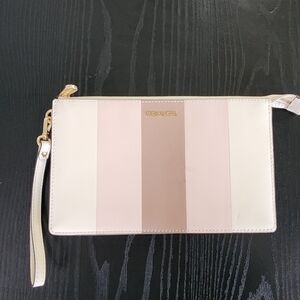Michael Kors Beige and Blush Striped Wristlet